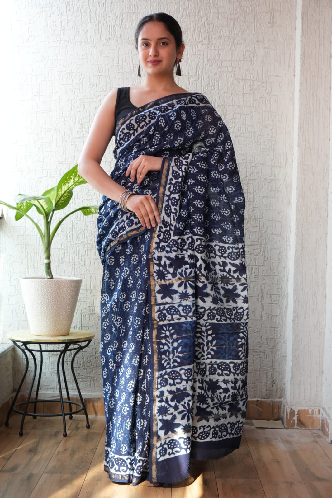 New Designer Hand Block Print Chanderi Silk Saree
