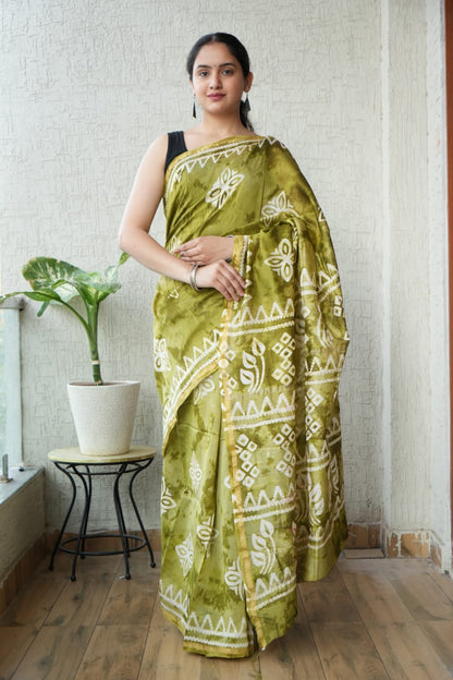 New Designer Hand Block Print Chanderi Silk Saree