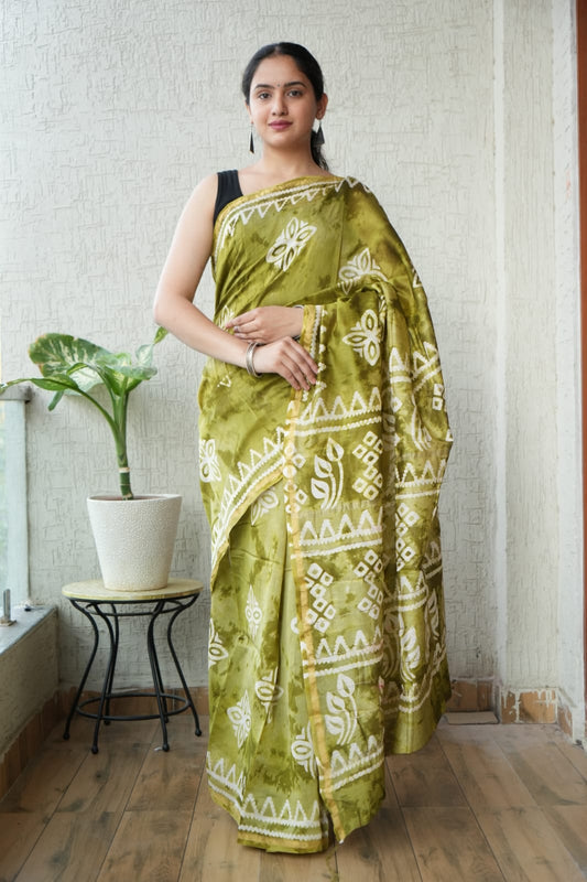 New Designer Hand Block Print Chanderi Silk Saree