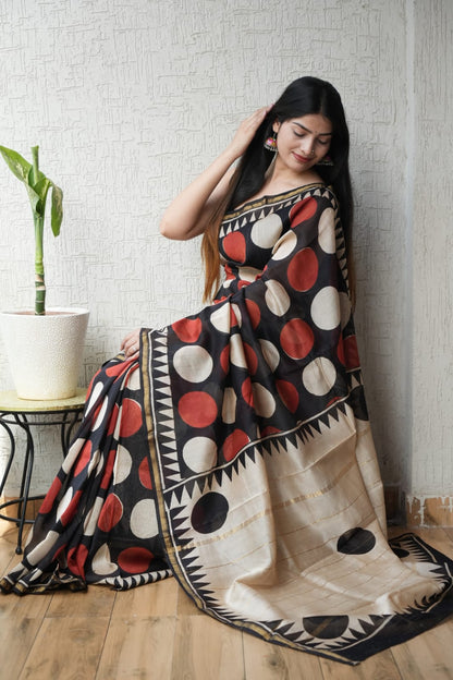 New Designer Hand Block Print Chanderi Silk Saree