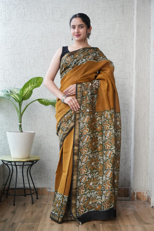 New Designer Hand Block Print Maheshwari Silk Saree