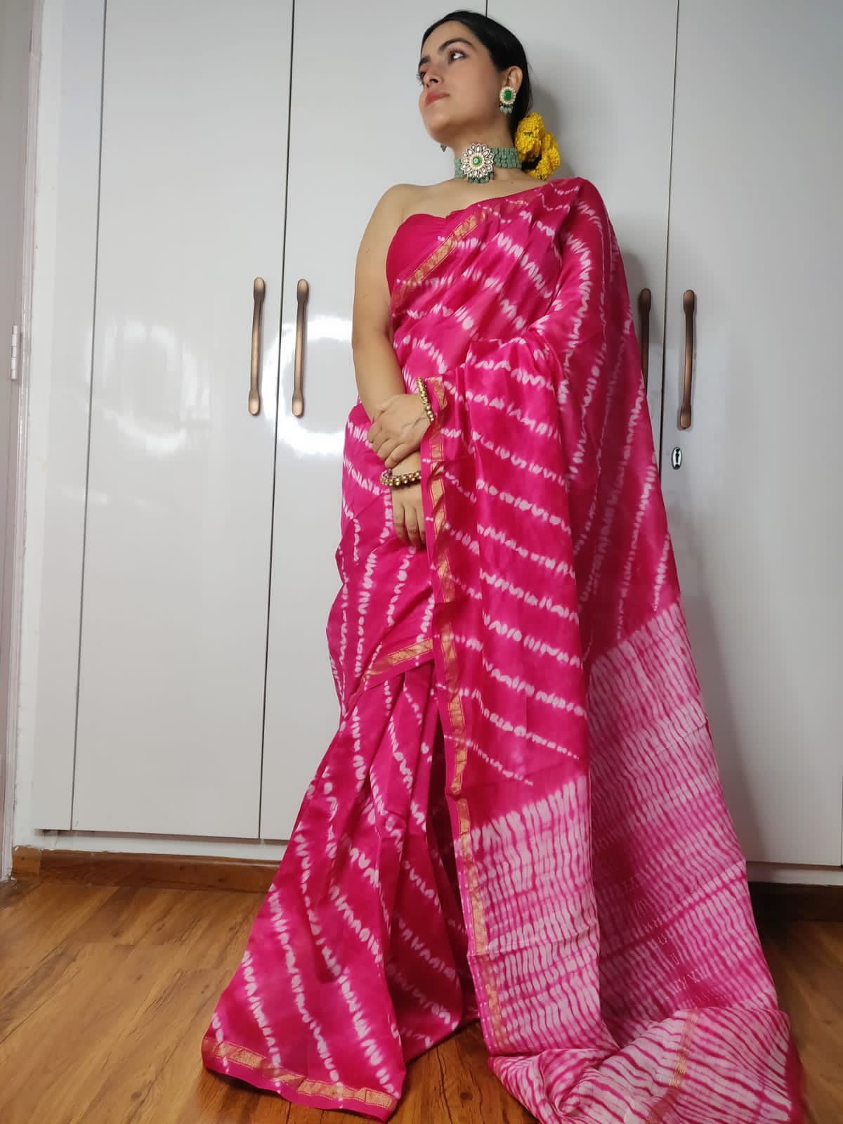 New Designer Hand Block Print Chanderi Silk Saree