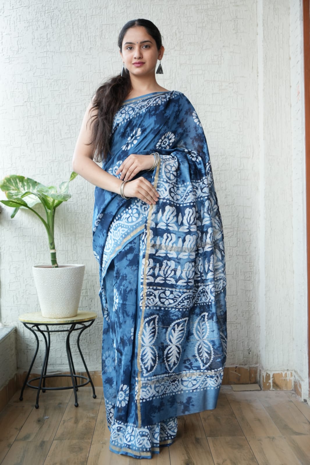 New Designer Hand Block Print Chanderi Silk Saree