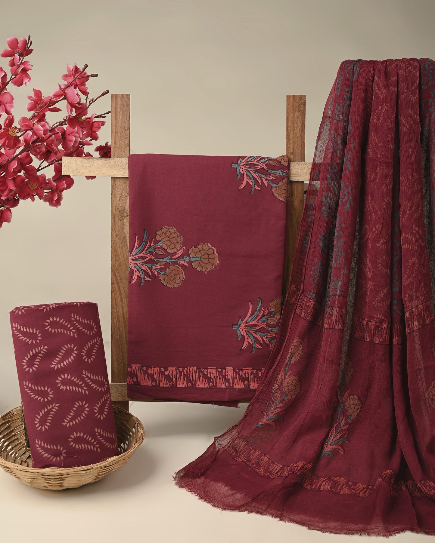Cotton Suit with Chiffon Dupatta