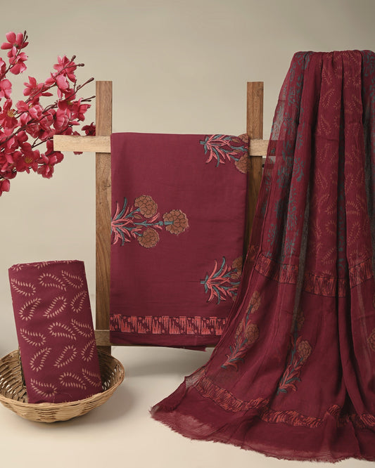 Cotton Suit with Chiffon Dupatta
