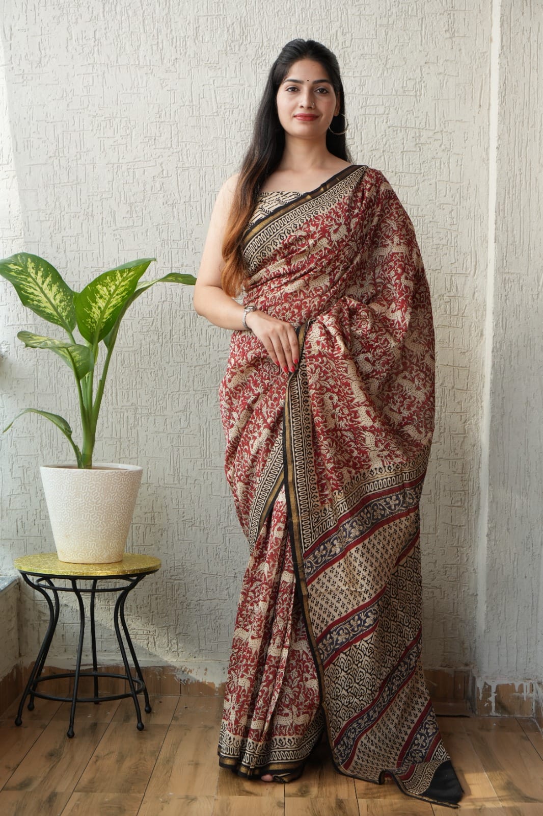 New Designer Hand Block Print Chanderi Silk Saree