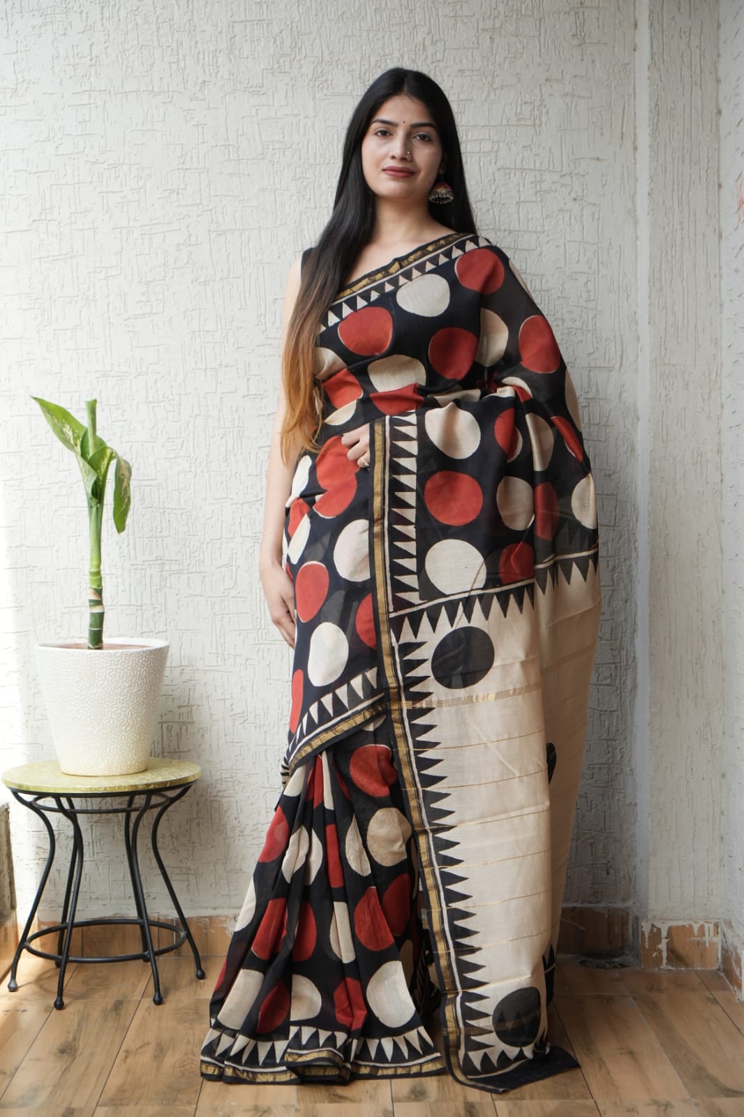 New Designer Hand Block Print Chanderi Silk Saree