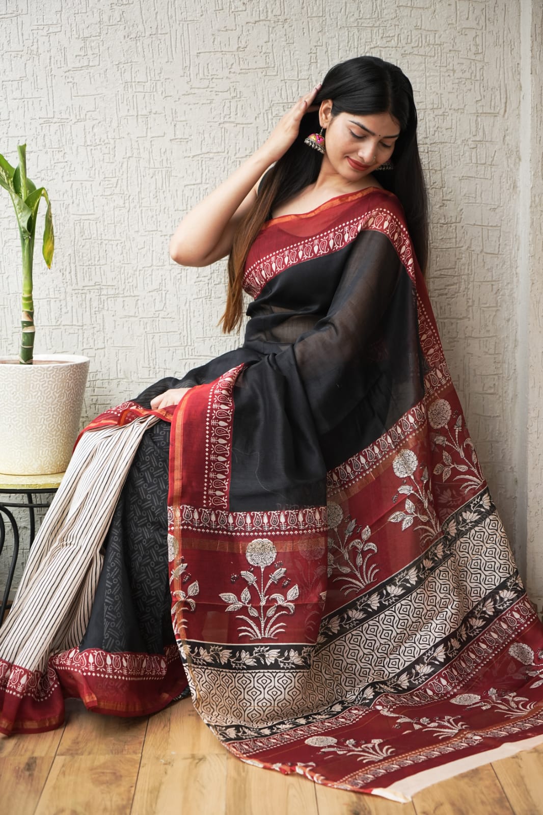 New Designer Hand Block Print Chanderi Silk Saree