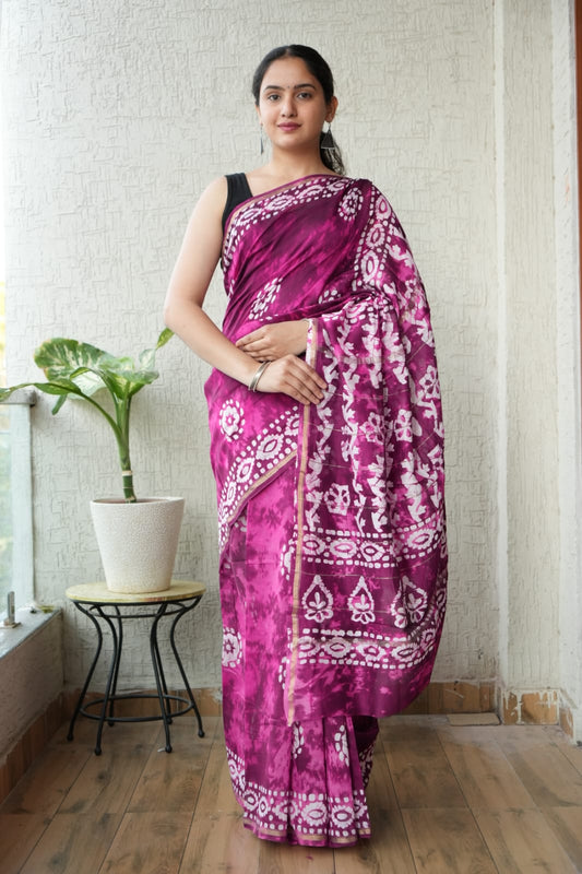 New Designer Hand Block Print Chanderi Silk Saree