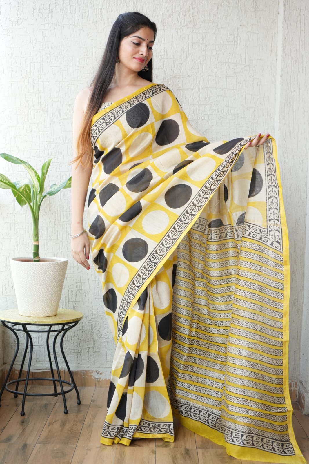 New Designer Hand Block Print Chanderi Silk Saree