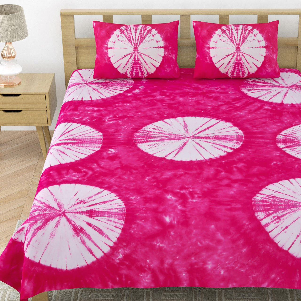 Premium Handmade Tie & Dye Cotton Bedsheet with Pillow Covers