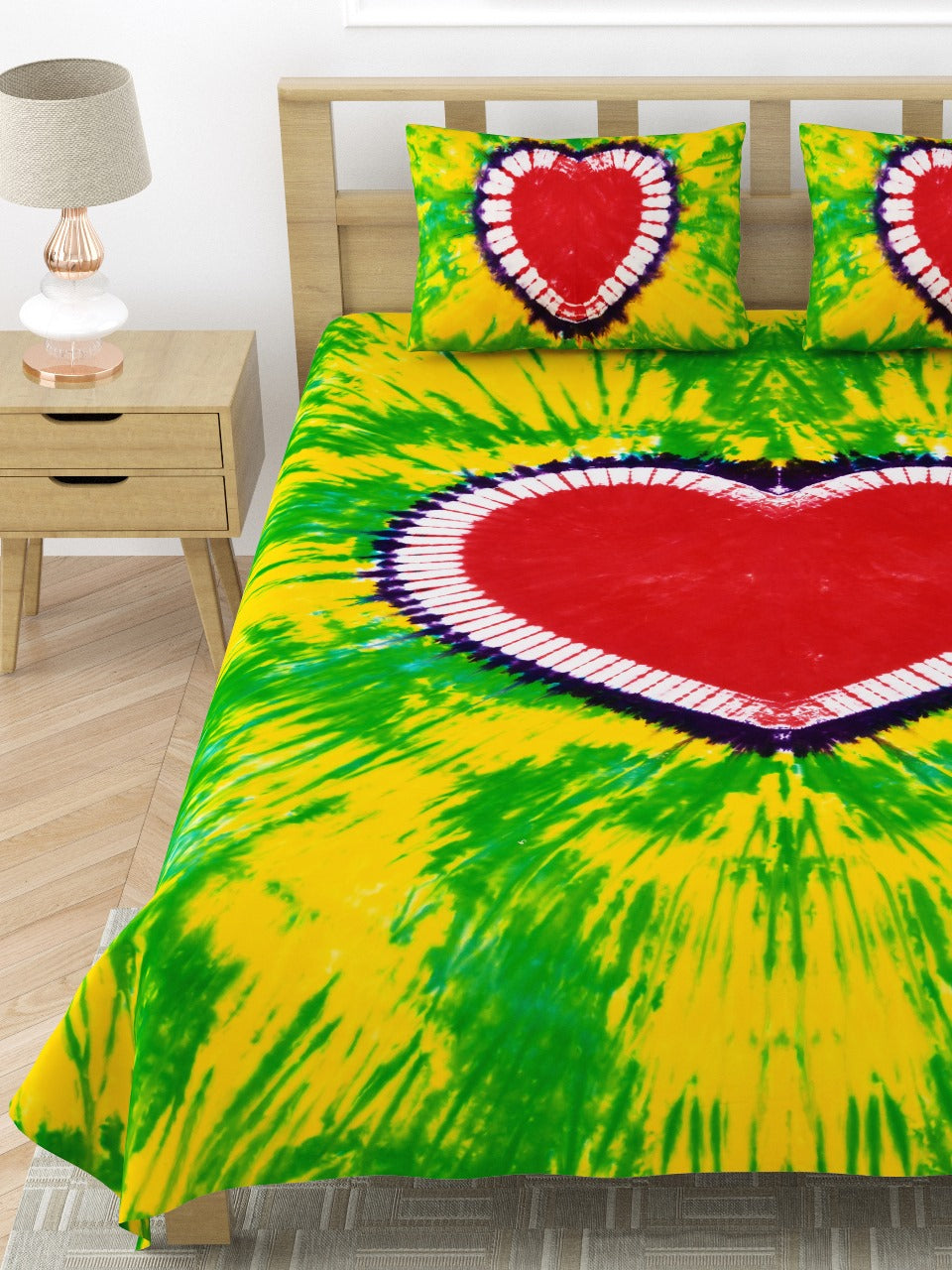 Premium Handmade Tie & Dye Cotton Bedsheet with Pillow Covers