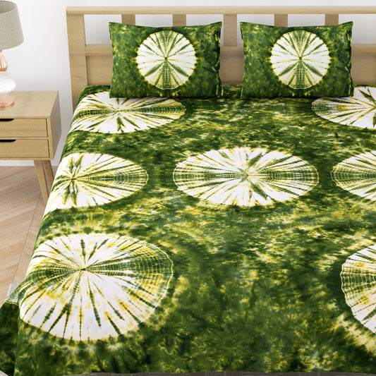 Premium Handmade Tie & Dye Cotton Bedsheet with Pillow Covers