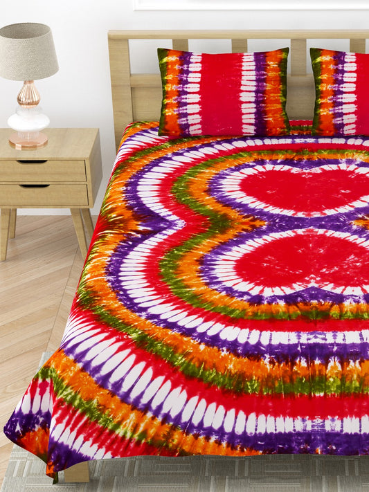 Premium Handmade Tie & Dye Cotton Bedsheet with Pillow Covers