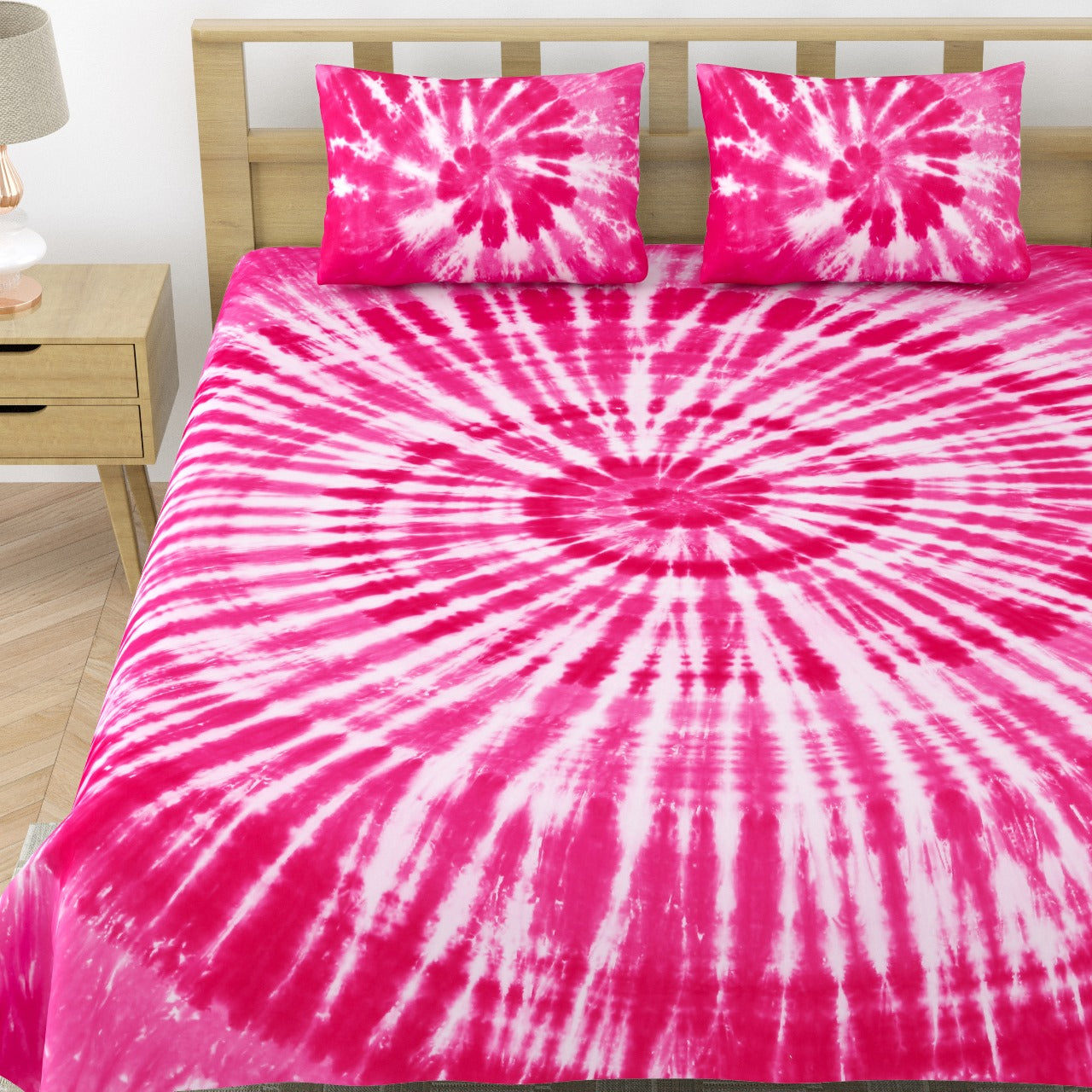 Premium Handmade Tie & Dye Cotton Bedsheet with Pillow Covers
