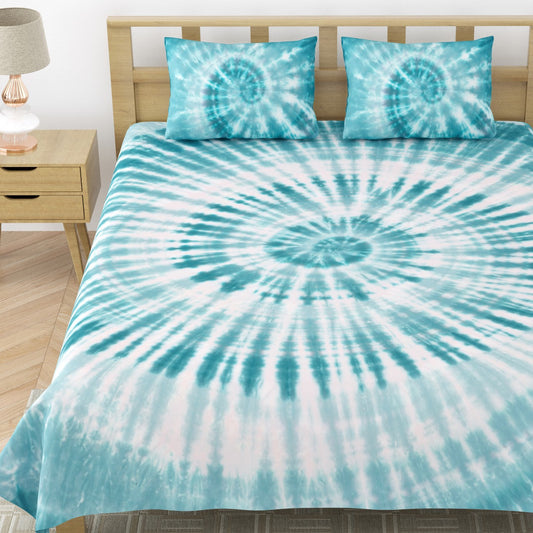 Premium Handmade Tie & Dye Cotton Bedsheet with Pillow Covers