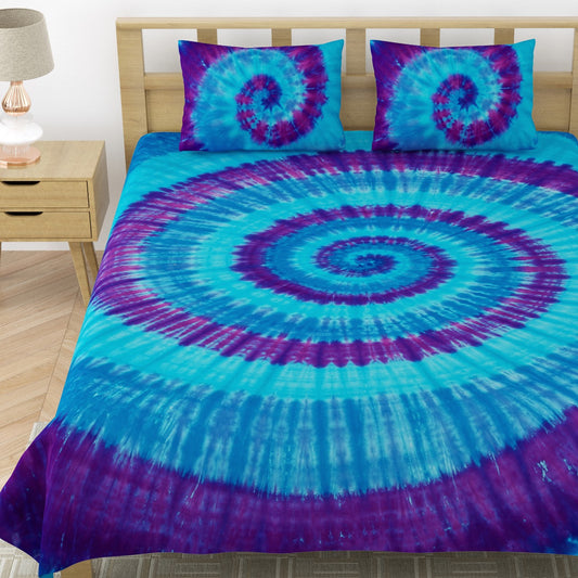 Premium Handmade Tie & Dye Cotton Bedsheet with Pillow Covers