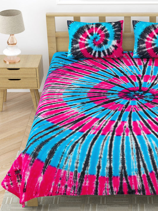 Premium Handmade Tie & Dye Cotton Bedsheet with Pillow Covers