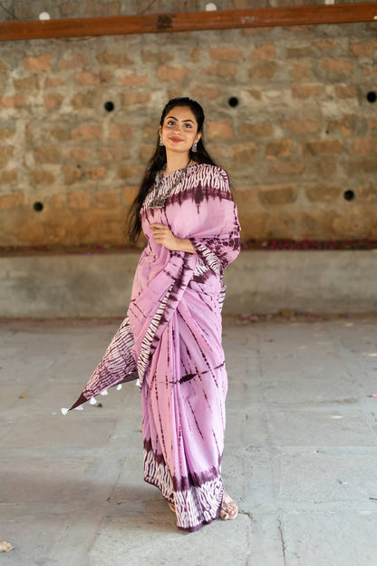 Lilac Mahogany - Tie and Dye Sarees