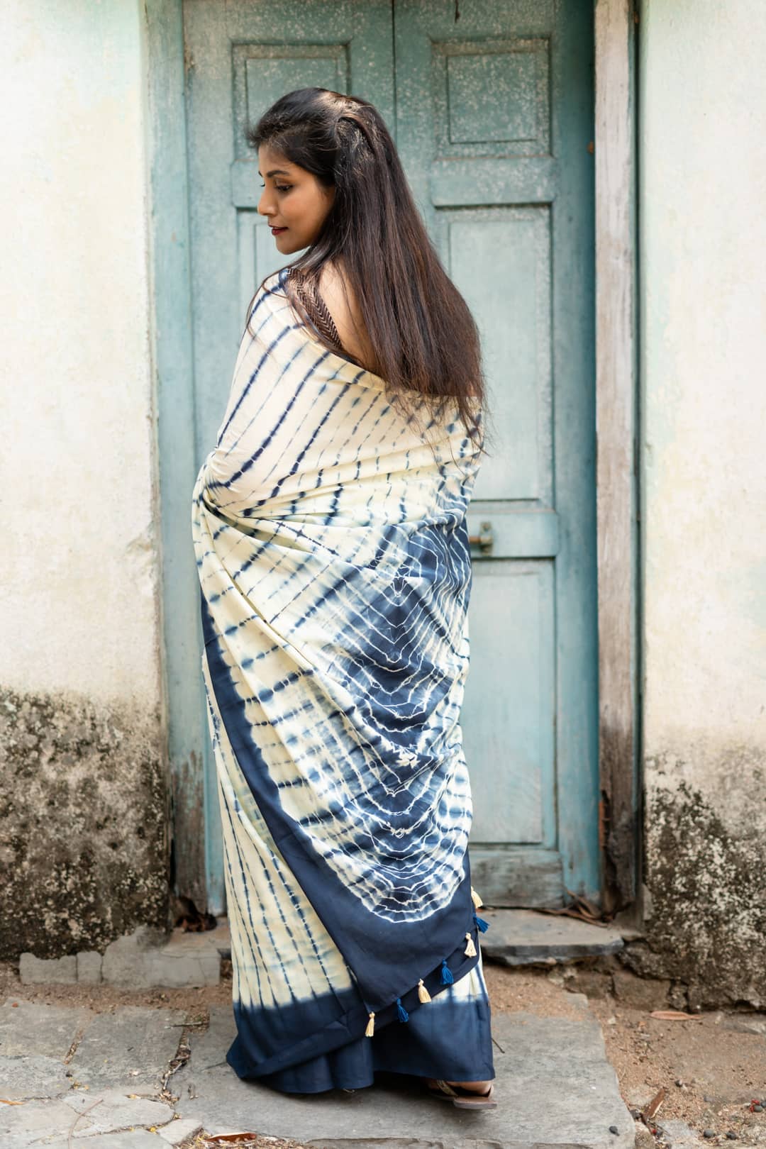 Yin and Yang - Tie and Dye Saree