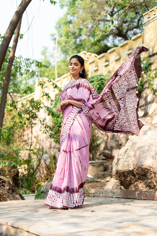 Lilac Mahogany - Tie and Dye Sarees