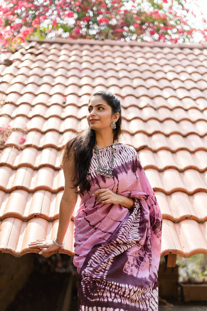 Lilac Mahogany - Tie and Dye Sarees