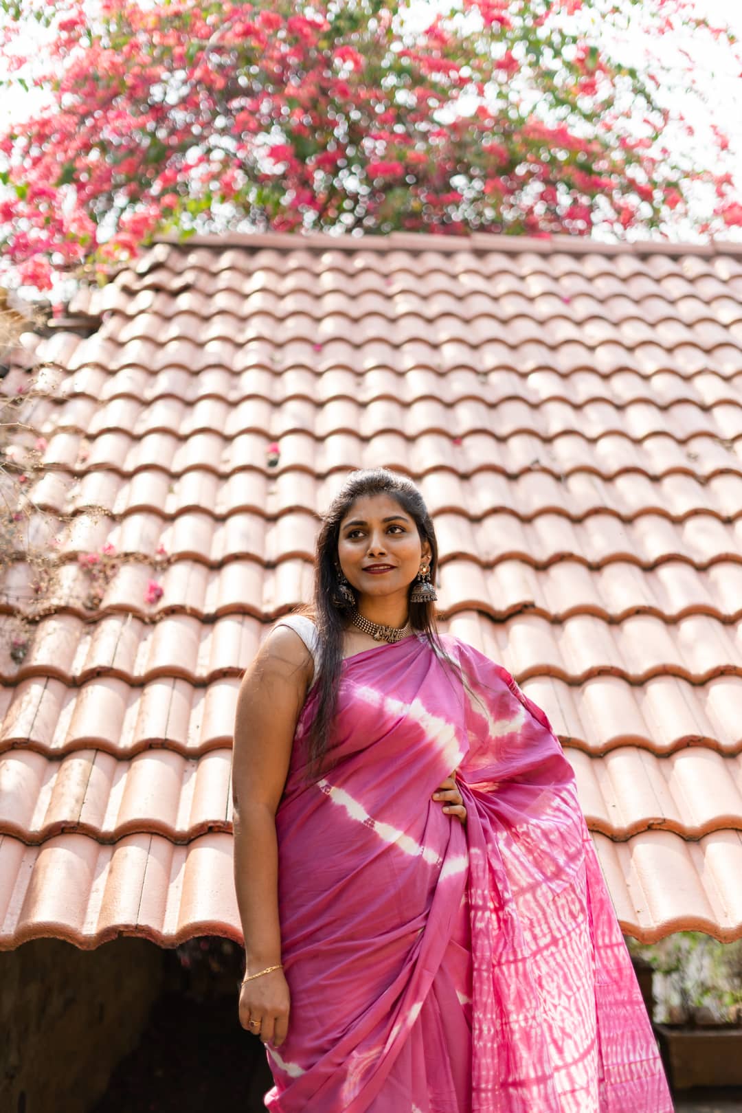 Oriental Lily - Pink Tie Dye Saree