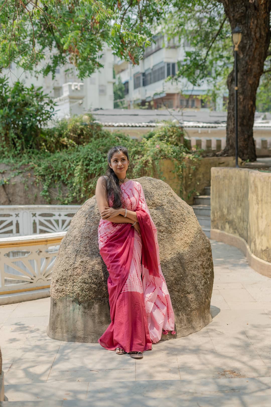 Grape Vineyard - Pink Tie Dye Saree