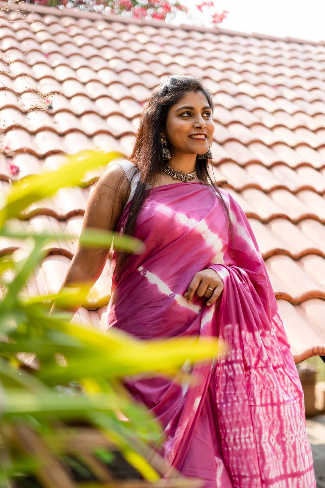 Oriental Lily - Pink Tie Dye Saree