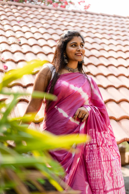 Oriental Lily - Pink Tie Dye Saree