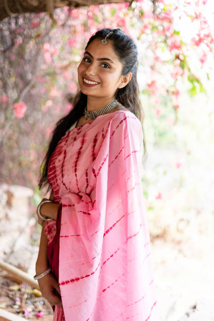 Grape Vineyard - Pink Tie Dye Saree