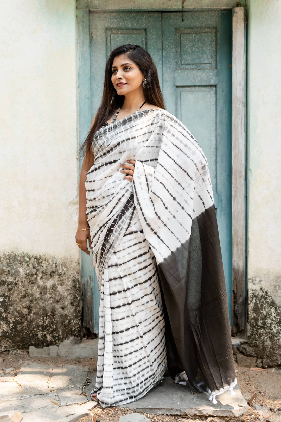 Monochrome - Tie and Dye Saree