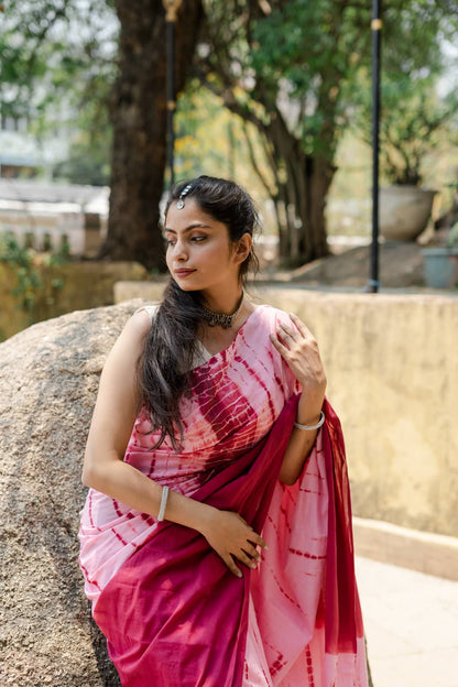 Grape Vineyard - Pink Tie Dye Saree