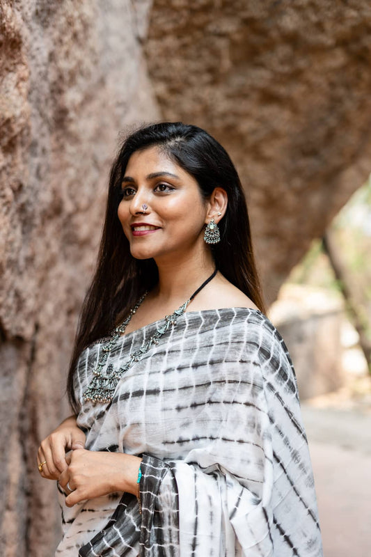 Monochrome - Tie and Dye Saree