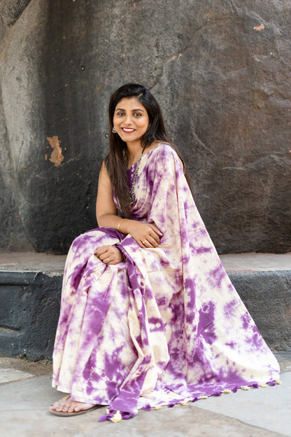 Charming Purple - Tie Dye Saree