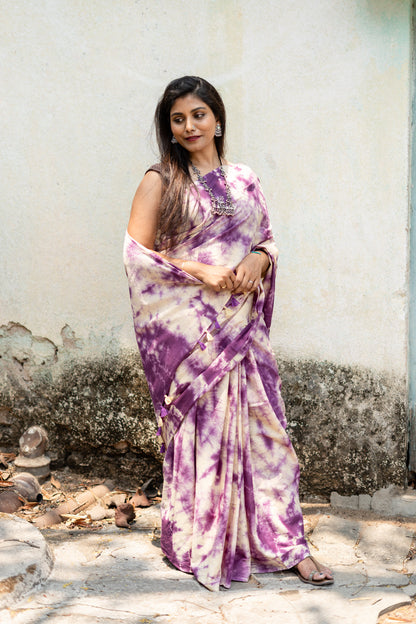 Charming Purple - Tie Dye Saree