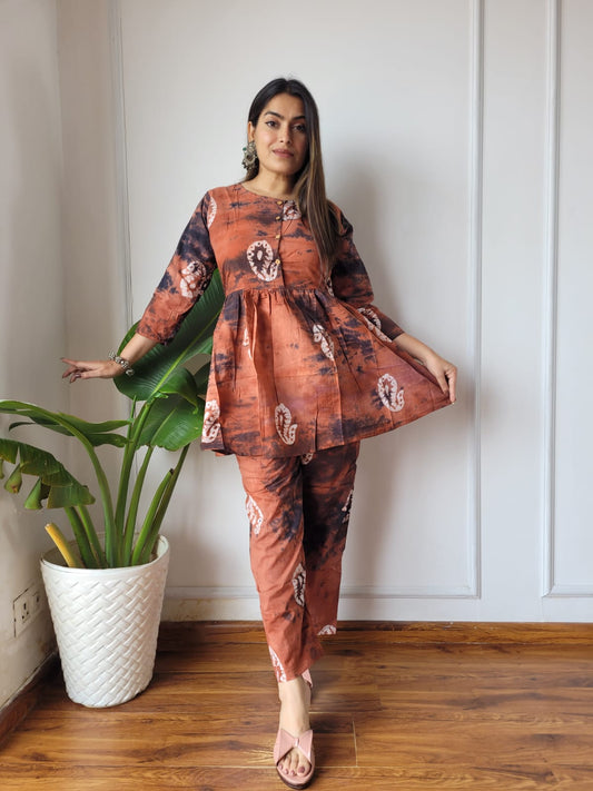 Traditional Bagru Print Cotton Kurti Palazzo Set
