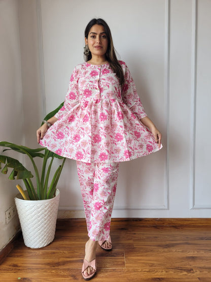 Traditional Bagru Print Cotton Kurti Palazzo Set