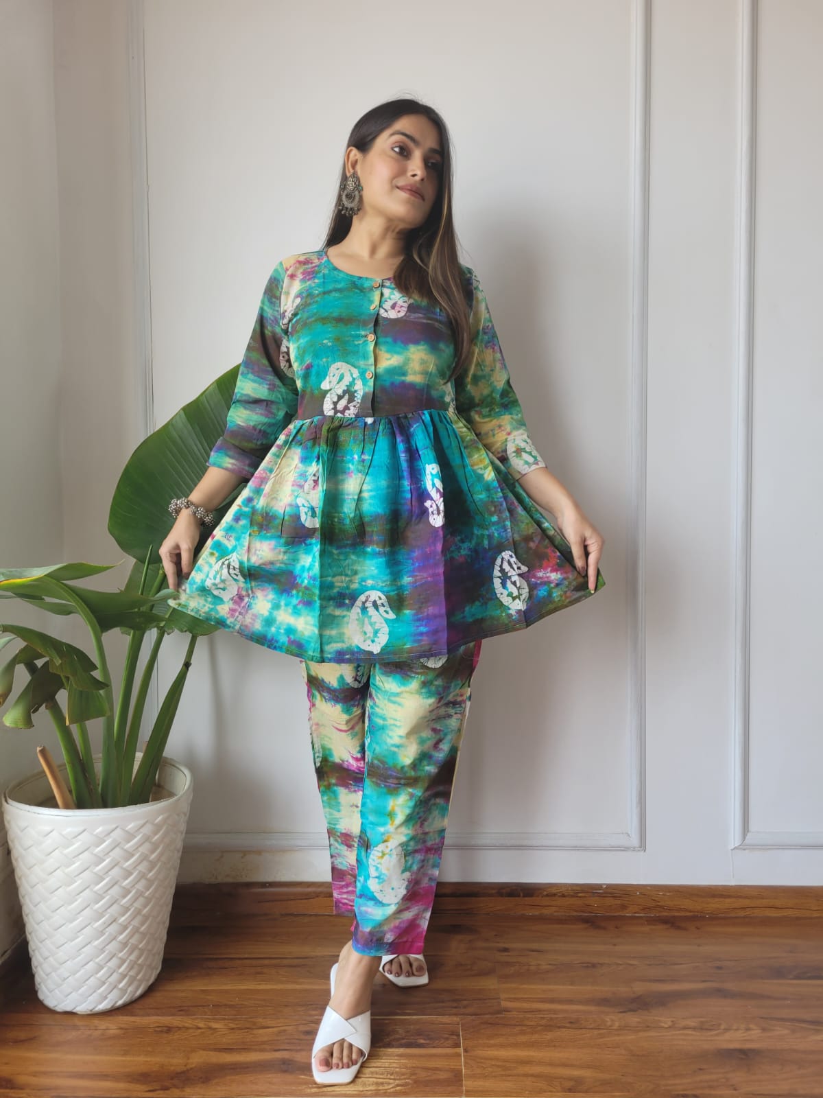 Traditional Bagru Print Cotton Kurti Palazzo Set