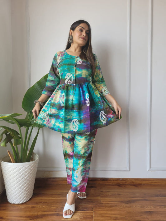 Traditional Bagru Print Cotton Kurti Palazzo Set