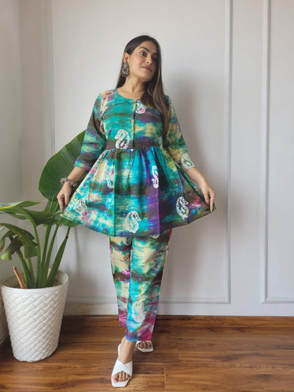 Traditional Bagru Print Cotton Kurti Palazzo Set