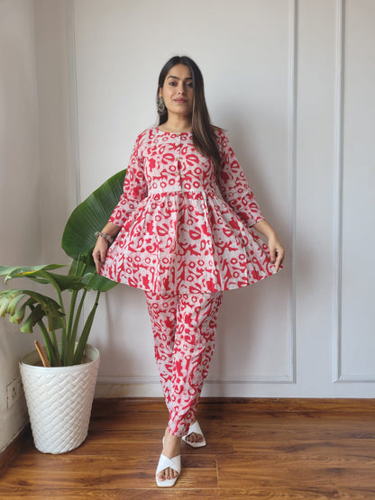 Traditional Bagru Print Cotton Kurti Palazzo Set