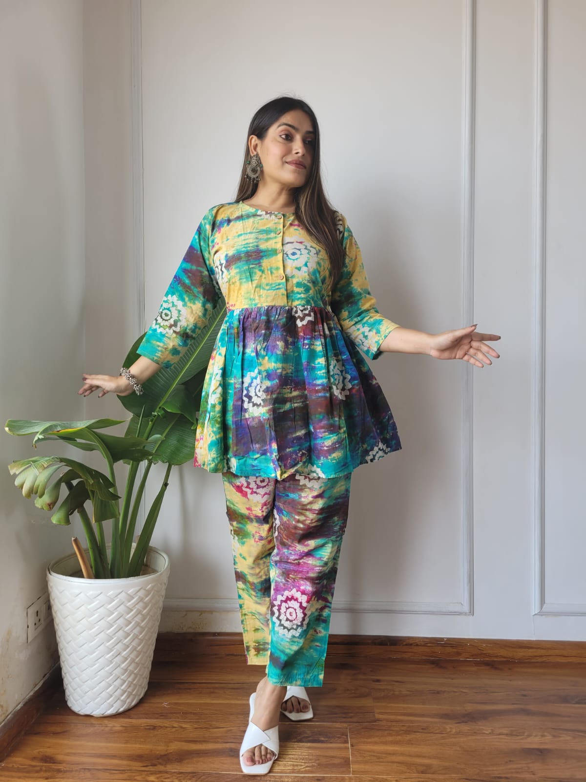 Traditional Bagru Print Cotton Kurti Palazzo Set