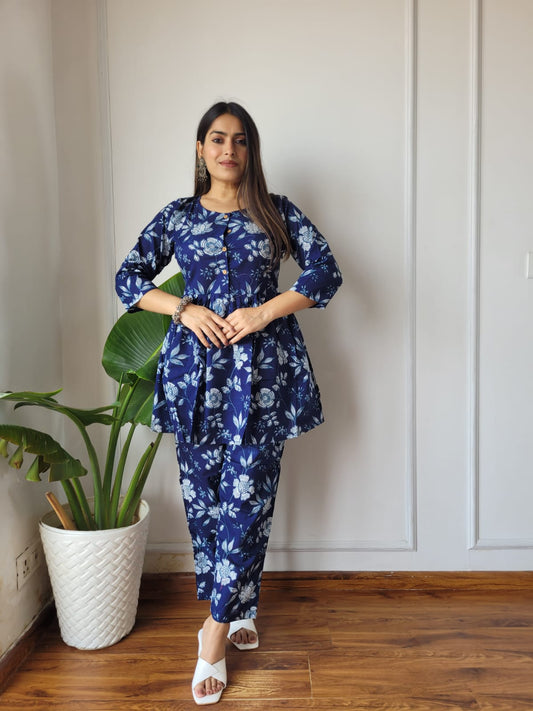 Traditional Bagru Print Cotton Kurti Palazzo Set