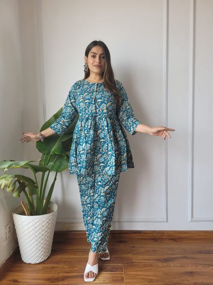 Traditional Bagru Print Cotton Kurti Palazzo Set