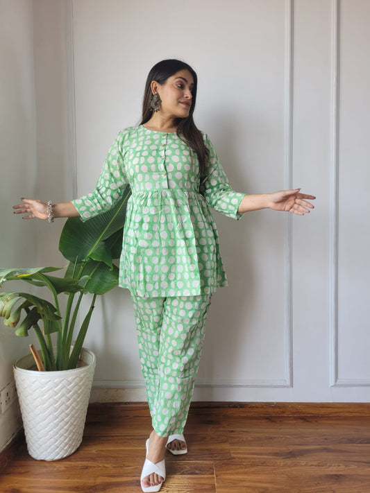 Traditional Bagru Print Cotton Kurti Palazzo Set