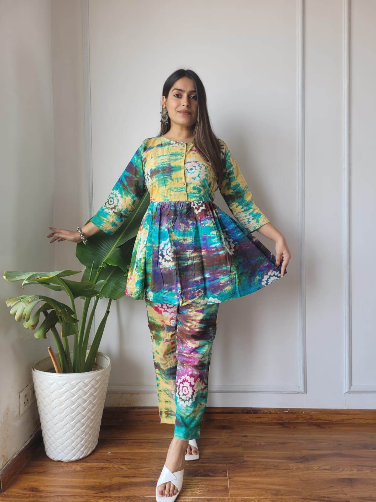 Traditional Bagru Print Cotton Kurti Palazzo Set