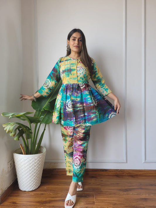 Traditional Bagru Print Cotton Kurti Palazzo Set