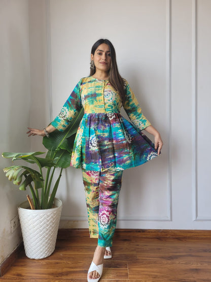 Traditional Bagru Print Cotton Kurti Palazzo Set