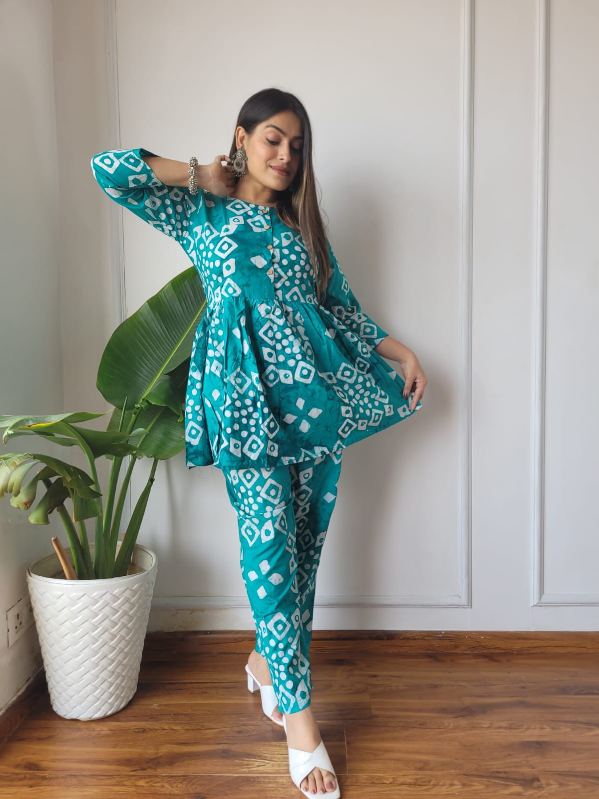 Traditional Bagru Print Cotton Kurti Palazzo Set